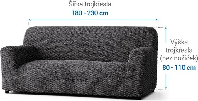 Bielastické poťahy MOSAICO tmavosivé trojkreslo (š. 170 - 220 cm)