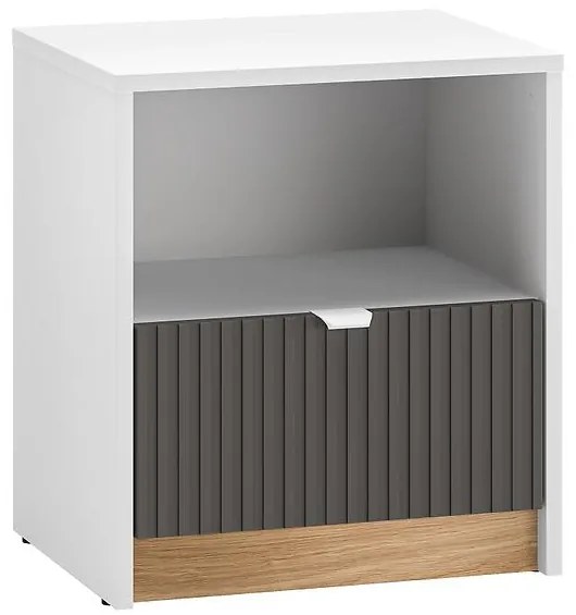 Nočný stolík Torino 09 biela/dub castello/grafit