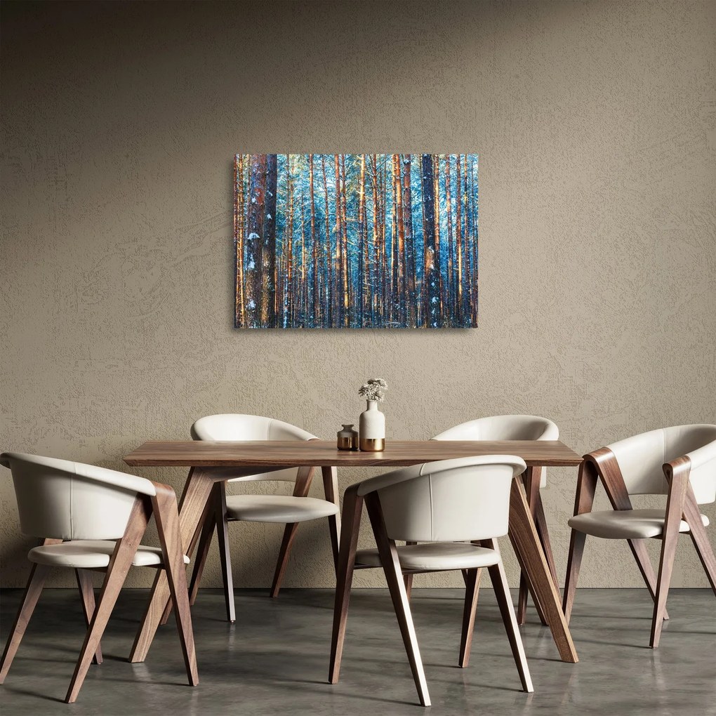 Sklenený obraz - Zimný les (70x50 cm)