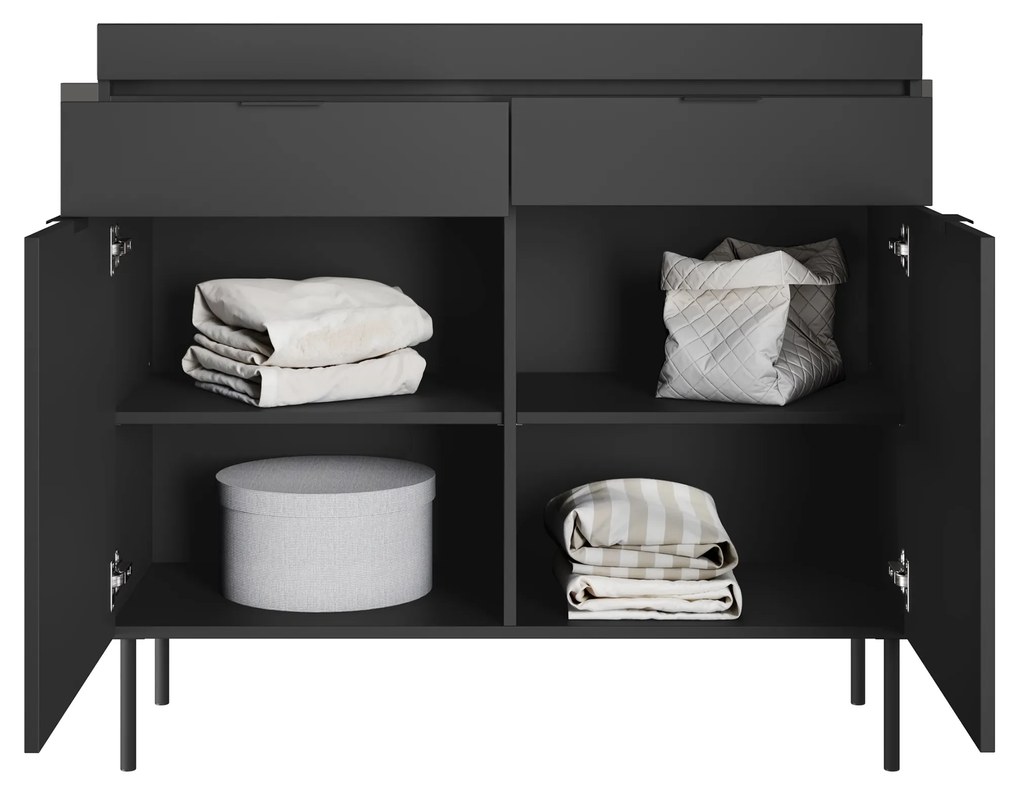 Komoda Sentia 105 cm s 2 zásuvkami - čierna / čierna