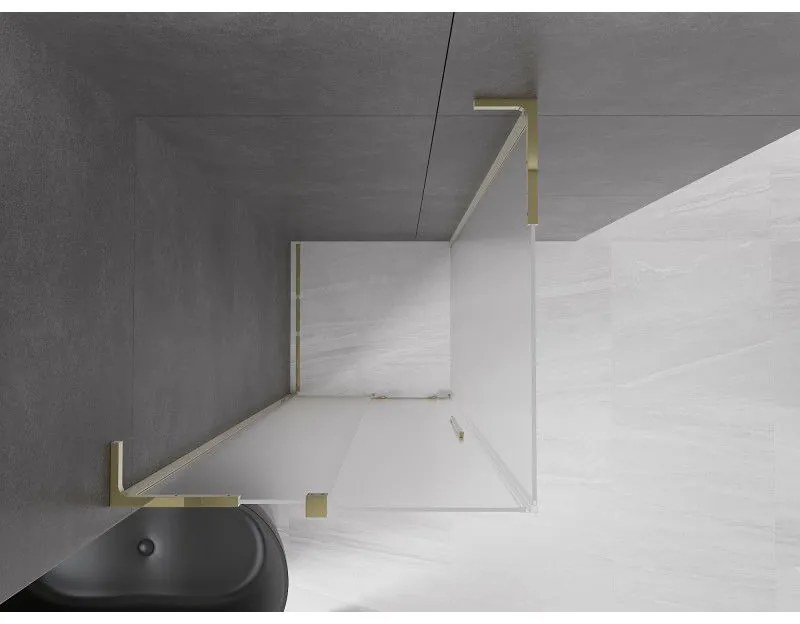 Mexen Velar L, sprchový kút s posuvnými dverami 100 x 100 cm, 8mm sklo námraza, zlatá lesklá, 871-100-100-33-50