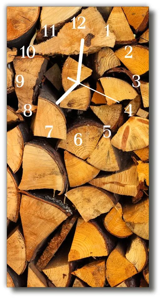 Sklenené hodiny vertikálne Béžové drevené drevo 30x60 cm