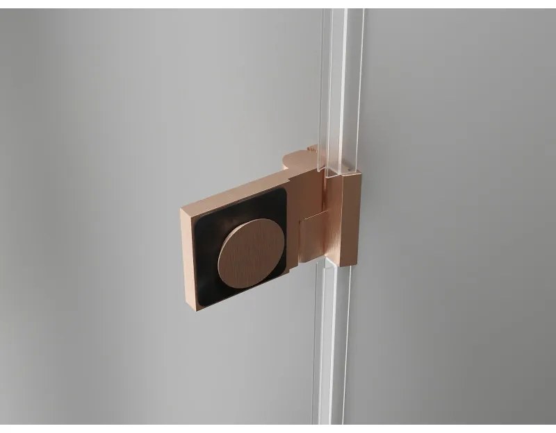 Mexen Lunar-B Duo výklopný sprchový kút 80 x 70 cm, číre sklo, medená matná, 832-080L-070P-65-00