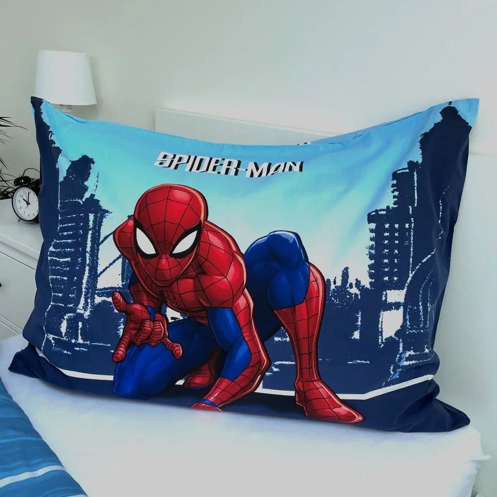 Modré bavlnené detské obliečky na jednolôžko 140x200 cm Spider-man "Blue" – Jerry Fabrics