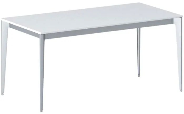 Rokovací kancelársky stôl PRIMO ACTION, 160x80 cm, sivostrieborná podnož, biela