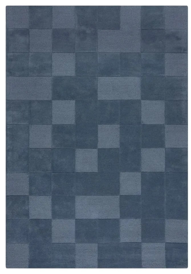 Tmavomodrý ručne tkaný vlnený koberec 200x290 cm Checkerboard – Flair Rugs