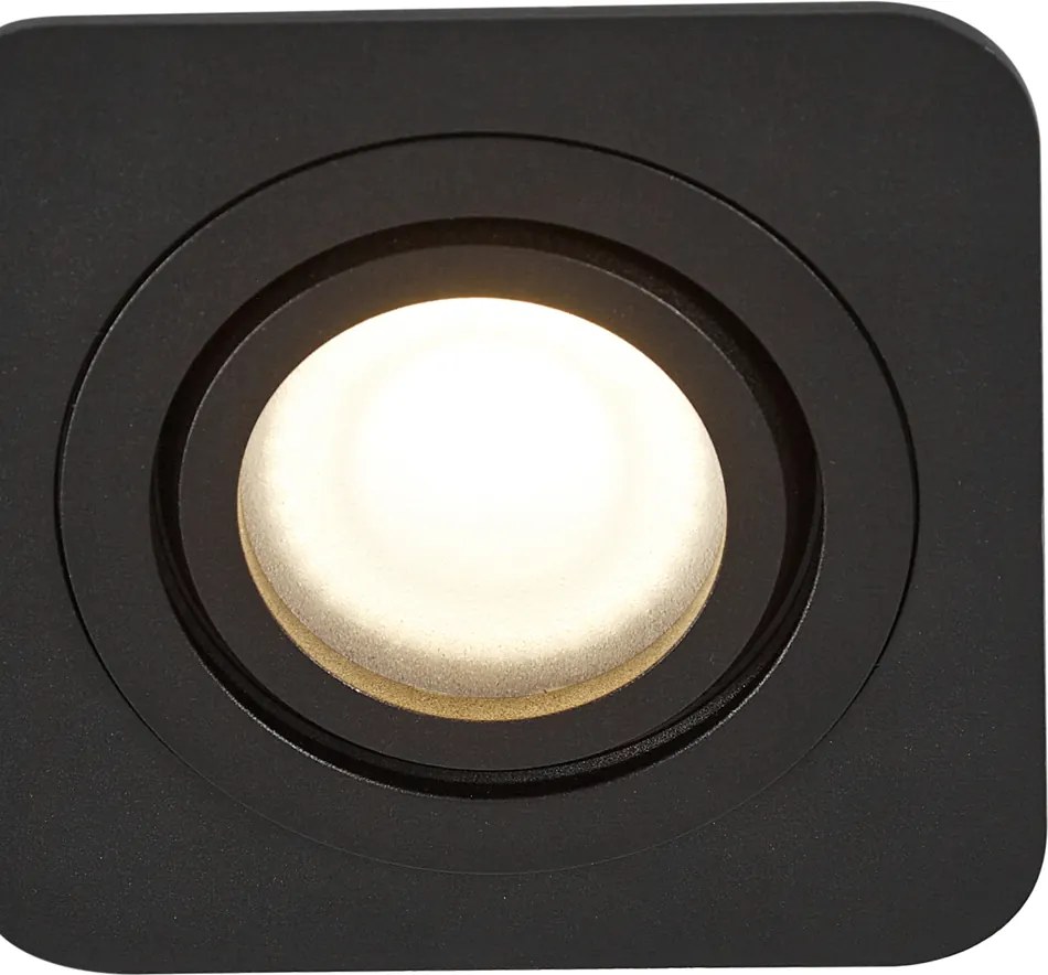 Sada 6 zaoblených zapustených bodových svetiel čierna GU10 50 mm otočné a naklápacie IP44 - Alberto