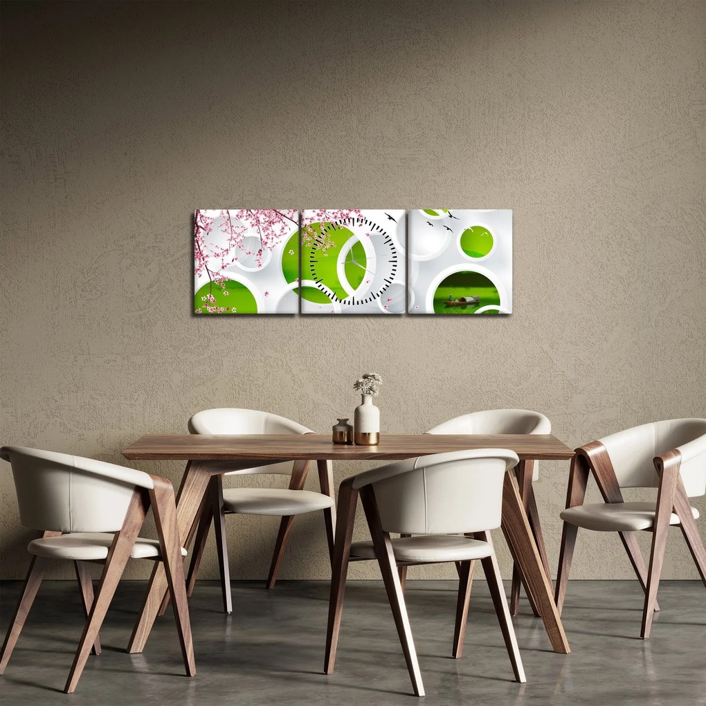 Obraz - Mólo nad jazerom (s hodinami) (90x30 cm)