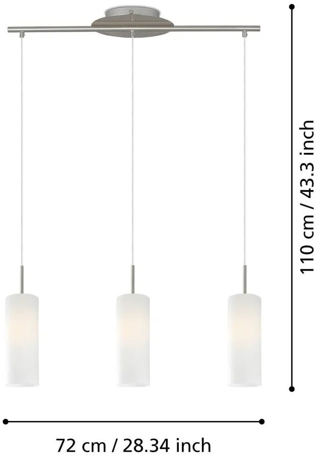 Závesné svietidlo v bielo-striebornej farbe so skleneným tienidlom TROY 3 – EGLO