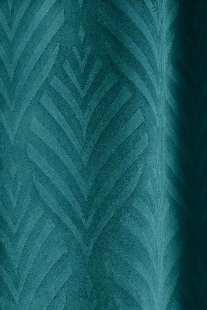 Room99 Hotový záves na páske LEAFLY Velúrový Zatemňovací Farba: Zelená, Veľkosť: 140 x 260 cm