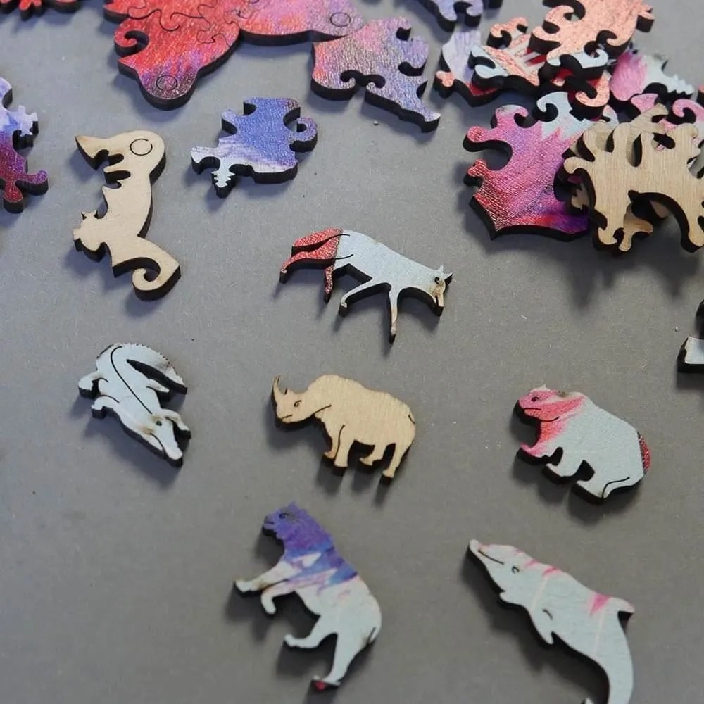 DAALO Dřevěné zvířecí puzzle - vlk - AKCE!