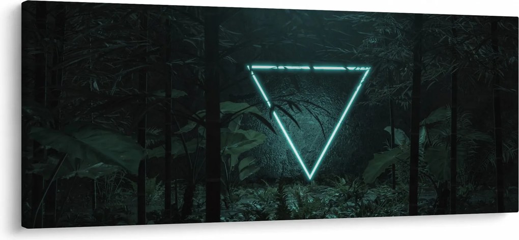Obraz - Neónový trojuholník v jungli (120x50 cm)