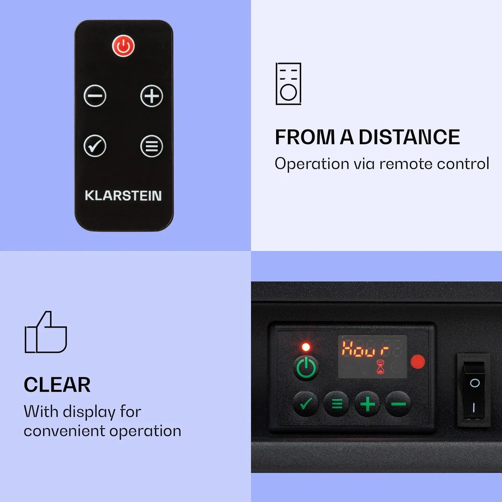 Klarstein Studio 5 Arc, elektrický krb, 1800 W, LED plamene, ventilátor, diaľkové ovládanie