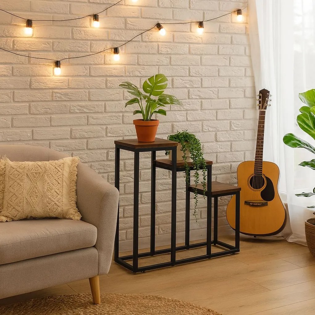 Stojan na květiny EVELIN 67x51,5 cm hnědý/černý