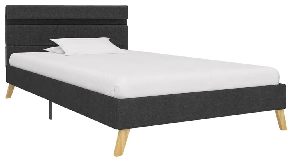 vidaXL Rám postele s LED svetlom tmavosivý 90x200 cm látkový