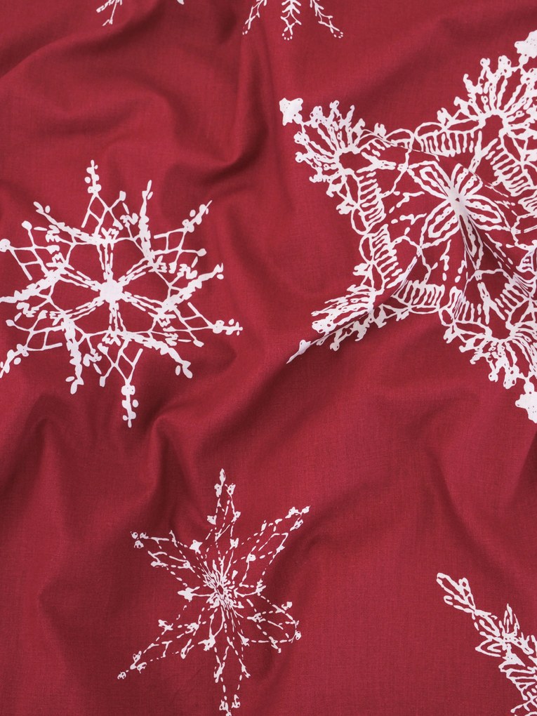 Vianočné francúzske bavlnené obliečky Renforcé - Snehové vločky červené