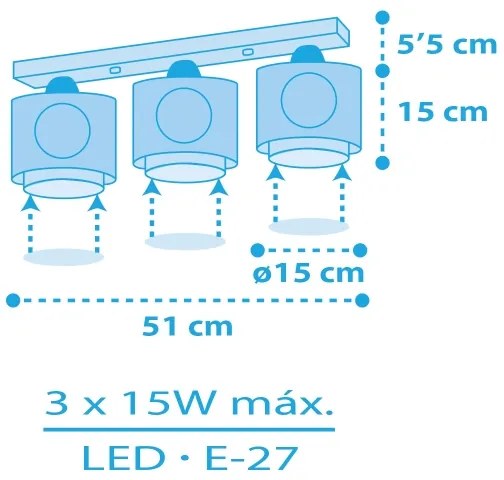 Dalber 60653 - Detské stropné svietidlo PIRATE ISLAND 3xE27/15W/230V