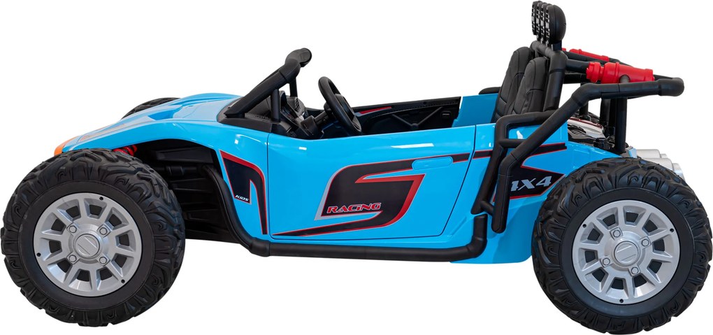 Ramiz Elektrická bugina Racing 5 pre deti modrá + motory 2x200W + diaľkové ovládanie + LED audio + pomalý štart