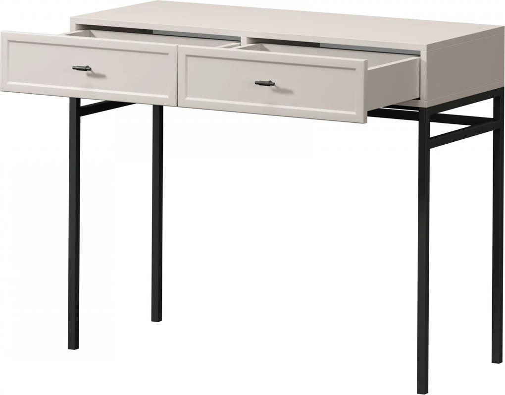 Konzola / toaletný stolík Lorini 100 cm - kašmírová / čierne úchytky T