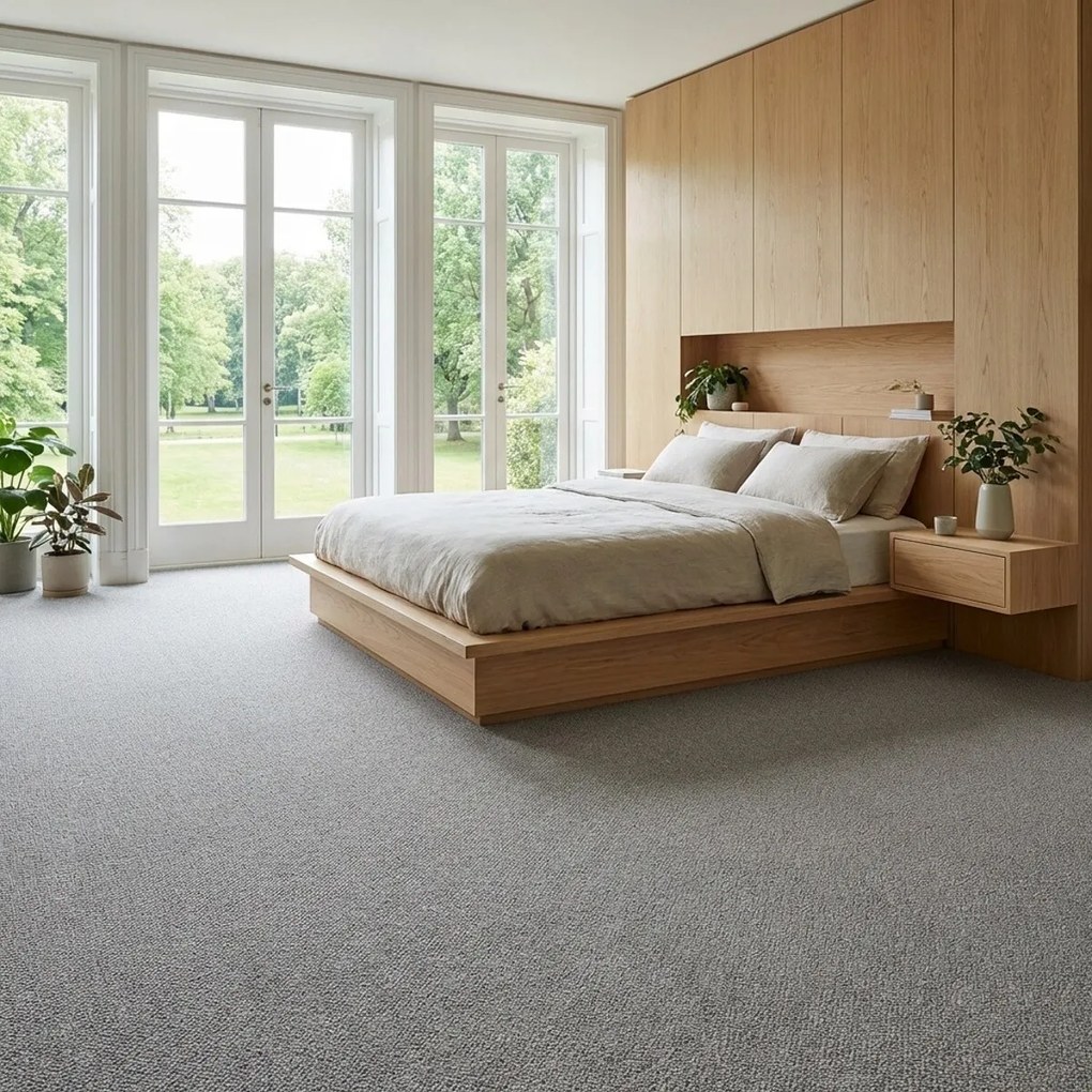 Metrážny koberec Liliana 7635, na mieru, šíře 4m,5m, šedá, ab (mriežka), detská izba, ITC