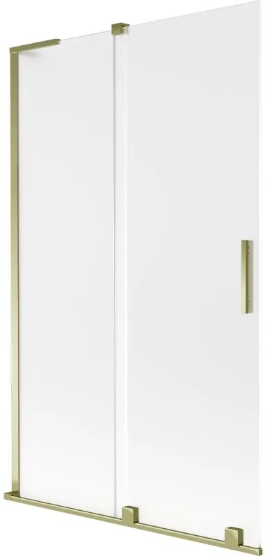 Mexen Velar L, 2-krídlová posuvná vaňová zástena 110 x 150 cm, 8mm sklo námraza, zlatá lesklá, 896-110-003-31-50