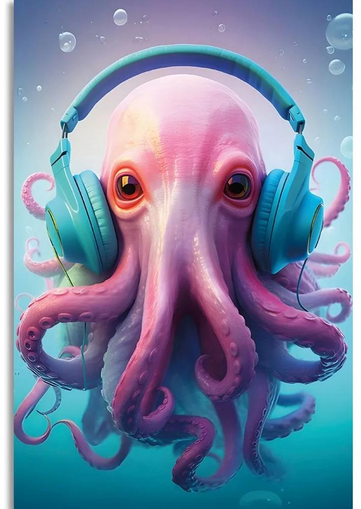 Obraz chobotnica so slúchadlami - 40x60