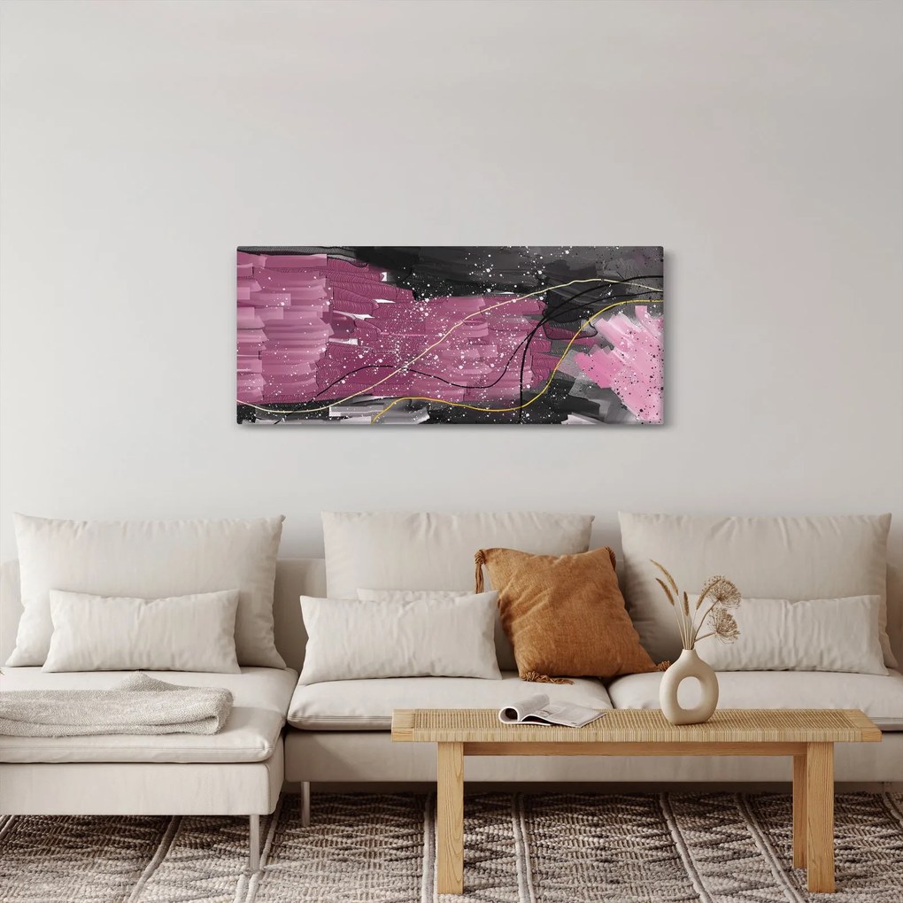 Obraz - Ružovo-čierna abstrakcia (120x50 cm)