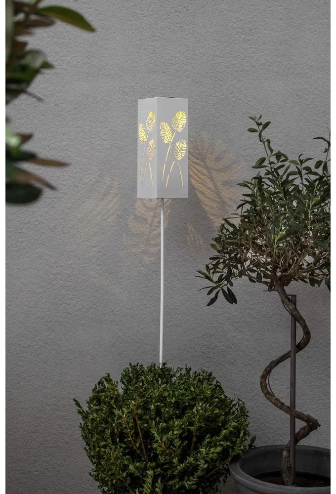 Biela solárna LED svetelná dekorácia z kovu Star Trading Albaleaf