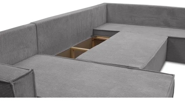 Univerzálna rohová rozkladacia sedacia súprava do tvaru U LONDON sivá