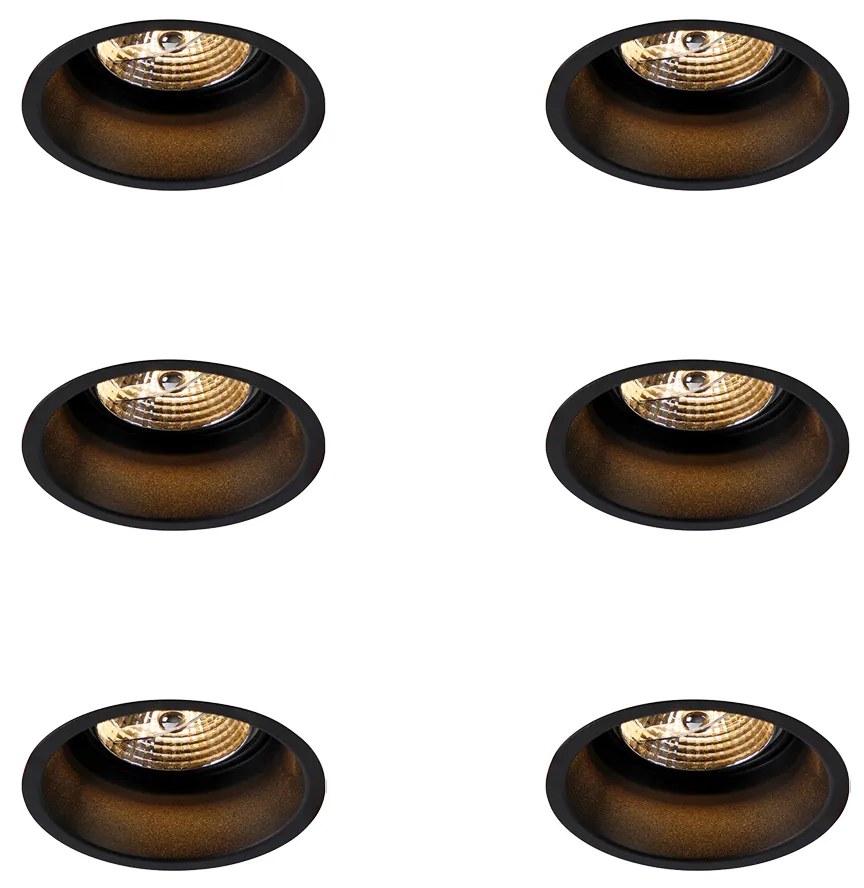 Sada 6 moderných zapustených bodových svetiel čierna AR70 - Dept