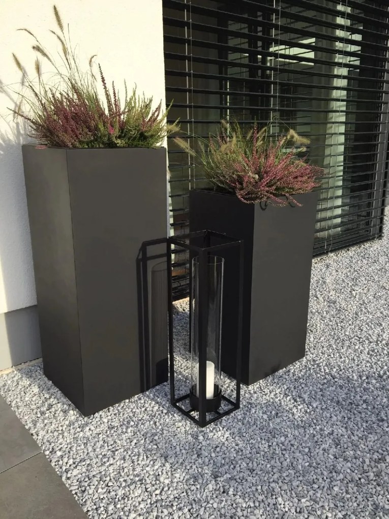 Kvetináč BLOCK, sklolaminát, výška 80 cm, antracit, outlet