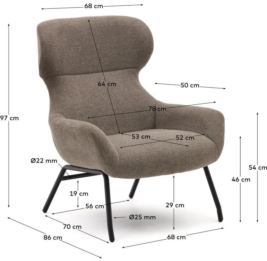 Hnedé kreslo Belina – Kave Home