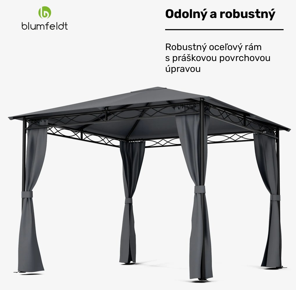 Blumfeldt Mondo, záhradný altánok, párty stan, oceľ, polyester, tmavosivý
