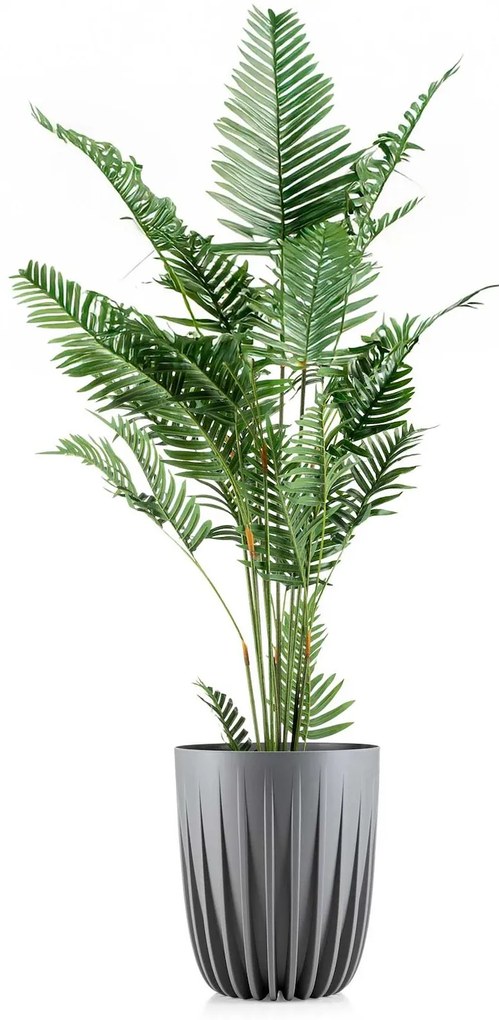 PLASTOVÝ KVETINÁČ STRIPPED 39X46 CM SIVÁ