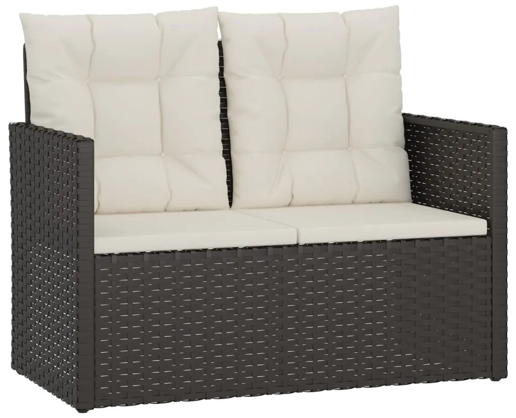 vidaXL Záhradná lavička s vankúšmi čierna 105 cm polyratan
