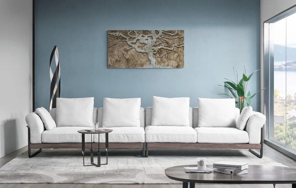 Obraz abstraktný strom na dreve v béžovom prevedení