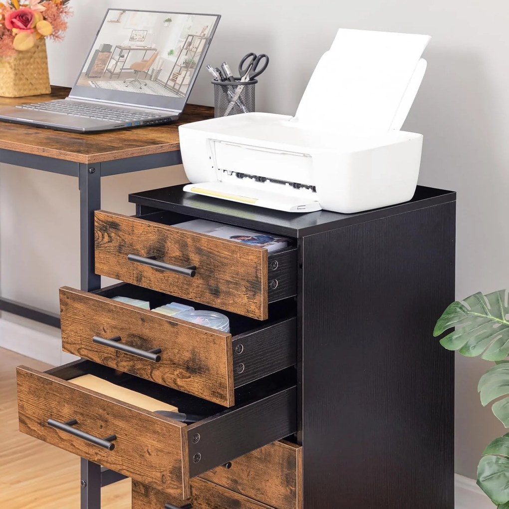 Pojízdný kancelářský kontejner Vasagle Dovi 69 cm hnědý/černý