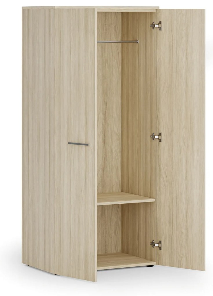 Kancelárska šatníková skriňa PRIMO WOOD, 1 polica, šatníková tyč, 800 x 500 x 1781 mm, dub prírodný