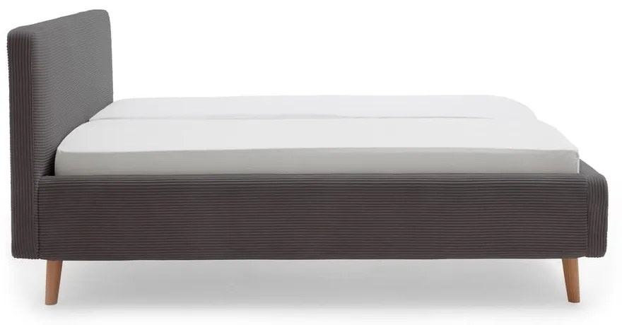 Tmavosivá čalúnená dvojlôžková posteľ bez roštu 160x200 cm Mattis Cord – Meise Möbel