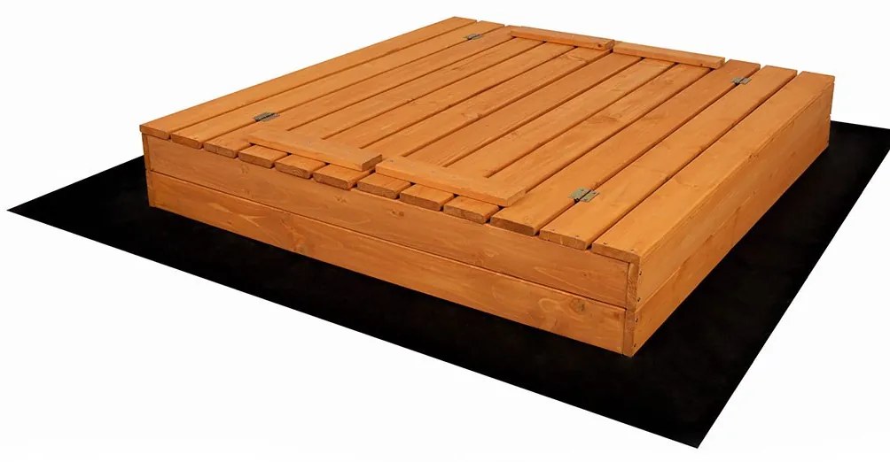 Detské drevené uzatvárateľné pieskovisko s lavičkami a strieškou Baby Mix 120x120 cm sivé