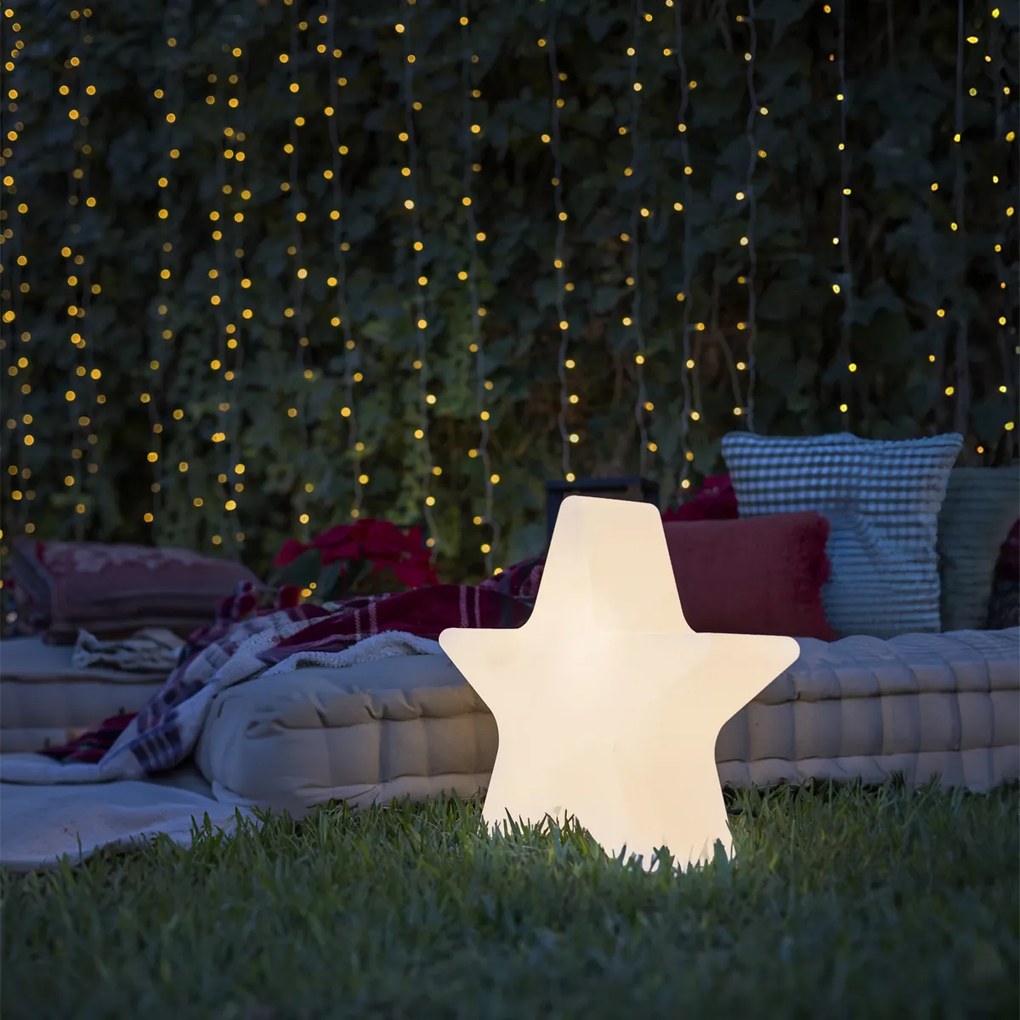 Vianočná stojaca lampa biela 45 cm vrátane nabíjateľného solárneho RGBW LED - Nova