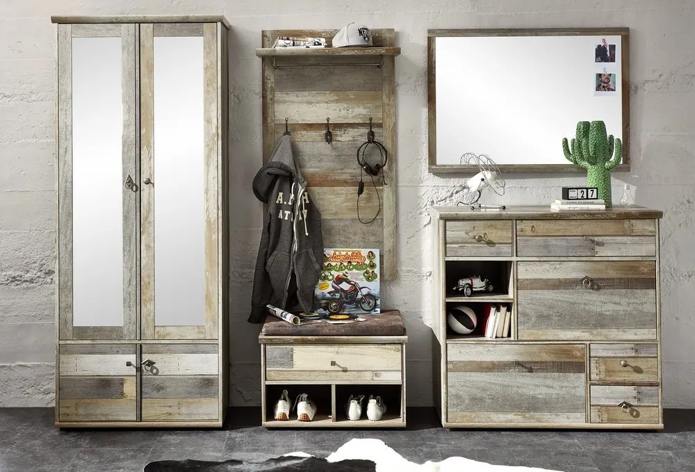 Predsieňová lavica/botník Bonanza, vintage optika