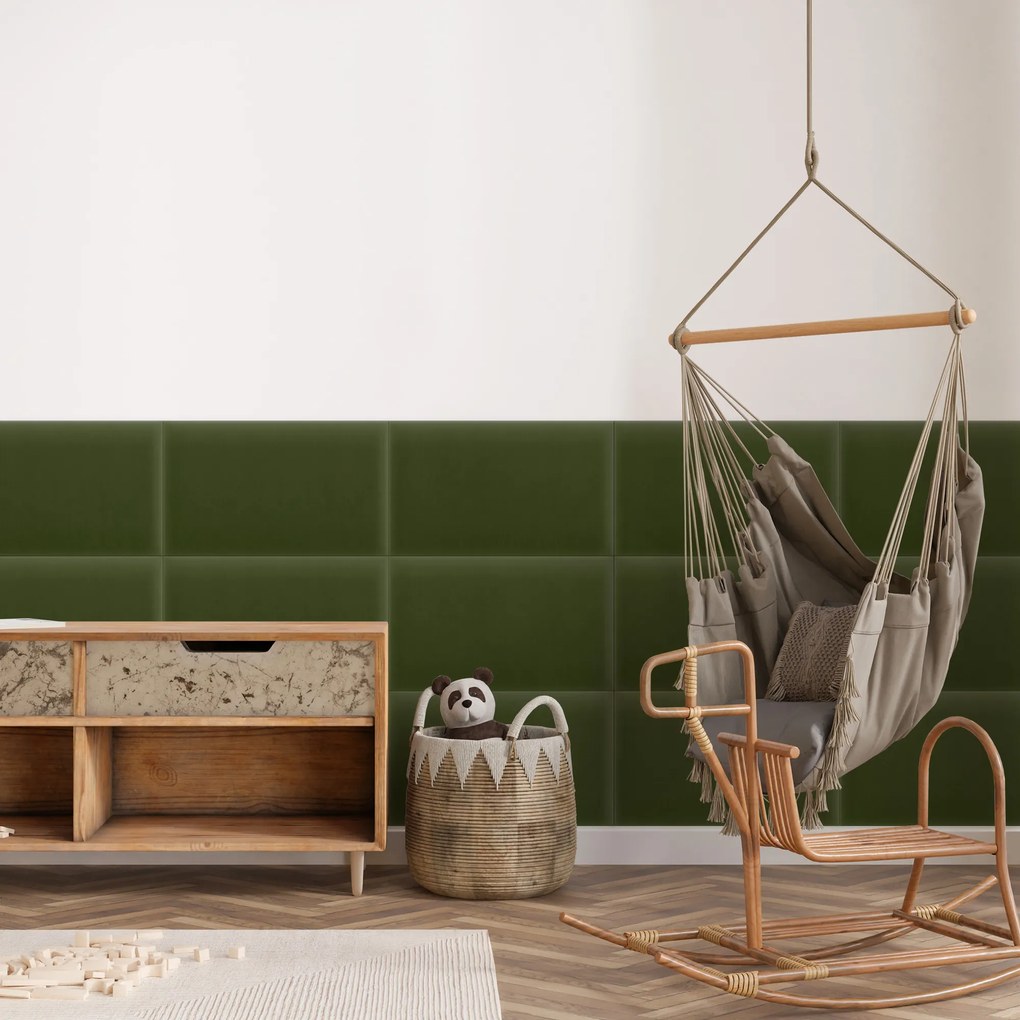 Zamatový čalúnený panel - Obdĺžnik - 50x40cm Farba: Khakizelená