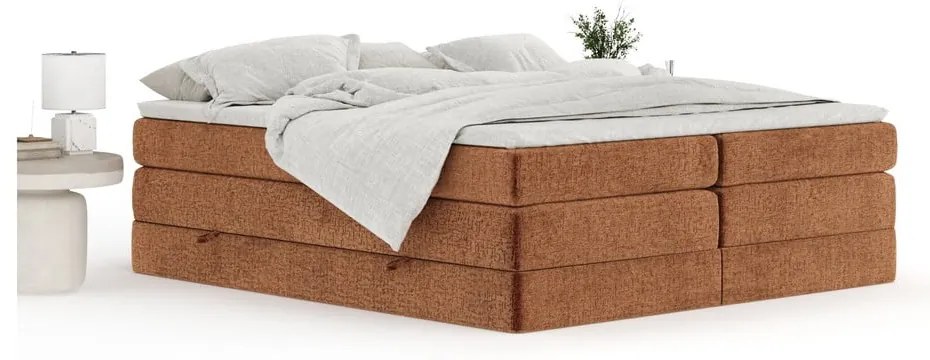 Oranžová boxspring posteľ s úložným priestorom/bez čela 180x200 cm Juniper – Maison de Rêve