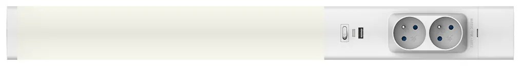 LED svietidlo Dual, 1x LED 18w 4000k, w, USB-A/C + zásuvky 230v