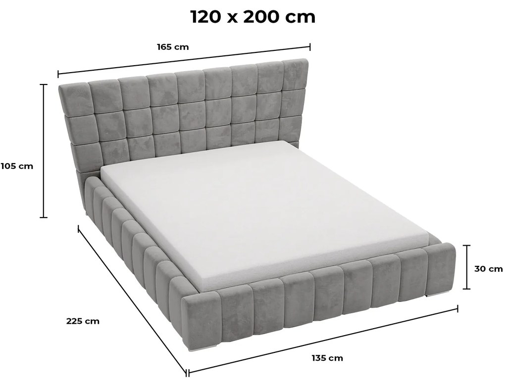 PROXIMA.store - Dizajnová čalúnená posteľ ALMA ROZMER: 140 x 200 cm, TYP ROŠTU: DREVENÝ ROŠT