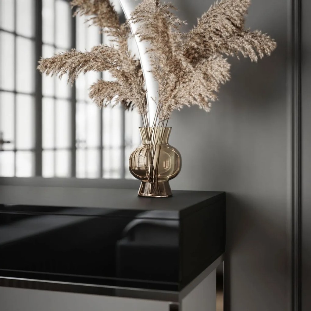 TOALETNÝ STOLÍK EMELINE ČIERNY LESK + CHRÓM LED ZRKADLO PRAVÉ