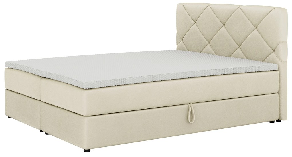 Manželská posteľ Boxspring 160x200 cm Karum (béžová) (s roštom a matracom). Vlastná spoľahlivá doprava až k Vám domov. 1007779