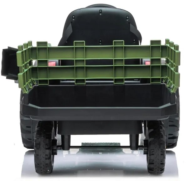 Elektrický traktor s vozíkom 2x30W/7000 mAh čierna/zelená + DO