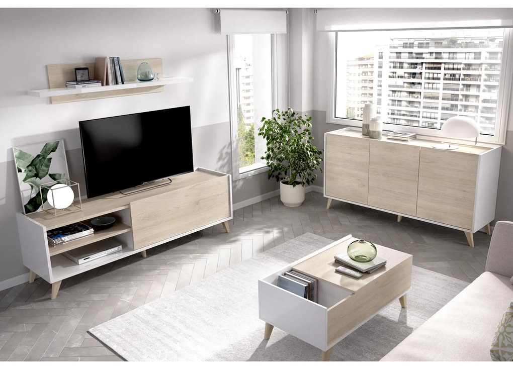 Dizajnový televízny stolík Ness white